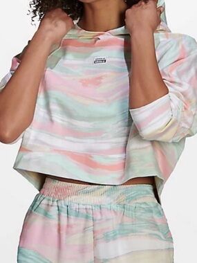Adidas Pastel Swirl Cropped Hoodie
